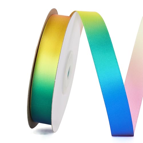 Regenbogenband, 1,6 cm, 22,7 m, einseitiges glänzendes Satinband, Rolle für Geschenkverpackungen, Hochzeitsdekoration, Stolz, Geburtstagsparty, Dekoration und Bastelarbeiten von Alcoztily