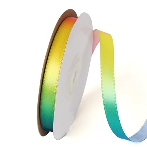 Regenbogenband, 1,9 cm, 22,7 m, einseitiges glänzendes Satinband, Rolle für Geschenkverpackungen, Hochzeitsdekoration, Stolz, Geburtstagsparty, Dekoration und Bastelarbeiten von Alcoztily