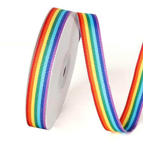 Ripsband, doppelseitiges Regenbogenband, 1,6 cm, 22,7 m, Rolle, Band für Geschenkverpackungen, Hochzeitsdekoration, Stolz, Geburtstagsparty, Dekoration und Bastelarbeiten von Alcoztily