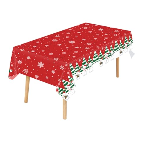 Alederways Weihnachten Party Tischdecke, 137 x 274cm Einweg Kunststoff Wasserdicht Rechteck Xmas Party Tischdecke für Weihnachten Party Geschirr Dekorationen Tischdecke (Schneemann) von Alederways