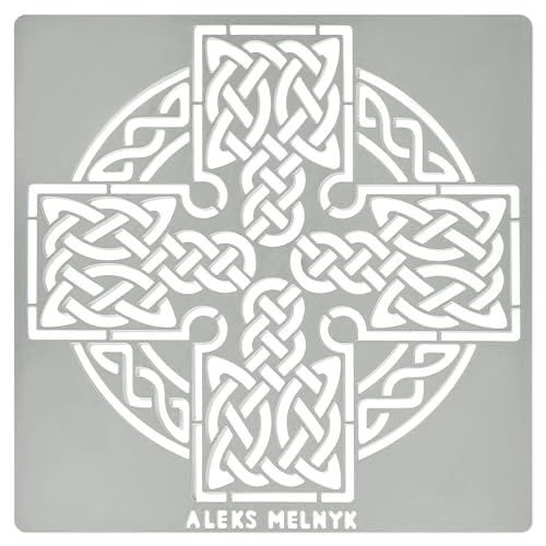 Aleks Melnyk No.38.1 Schablon, Metall Stencil Vorlagen für Painting, Keltischer Knoten, Kreuz und Rund, 1 Stück, Stencil für Scrapbooking und Zeichnen, Brandmalerei Schablon, Basteln von Aleks Melnyk