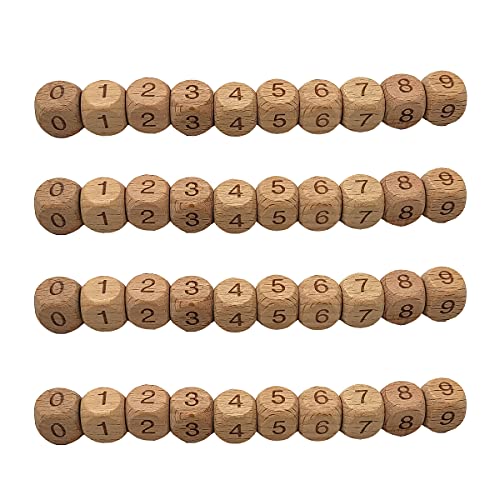 Alenybeby 100stk Quadratische Holz Ziffer Zahl Perlen 12mm natürliche Buche Holz Ziffer Figur Perlen für Schmuck Herstellung DIY Perlen Halskette von Alenybeby