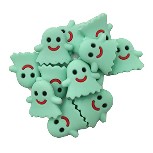 Alenybeby 10pcs Mint Green Color Silikon Gespenst Form Perle Bead Mini Nette Silikon Tier Perlen für Schlüsselanhänger DIY Perlen Mutter Armband Halskette Zubehör von Alenybeby