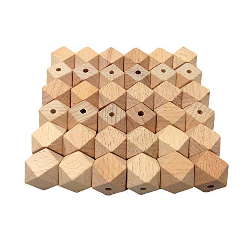 Alenybeby 20pcs 18mm Unfinished Holzperlen Geometrische Sechseck Abstandshalter Buchenholz Perlen für DIY Home Decoration Makrame Schmuck Handwerk von Alenybeby