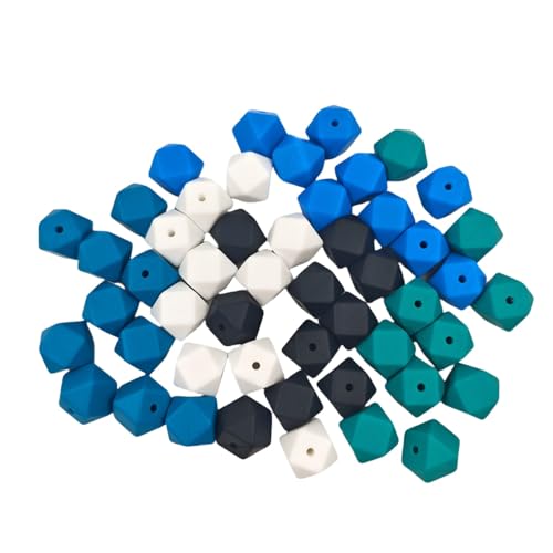 Alenybeby 30PCS Blue series Mixed Hexagon Silicone Beads 14mm Rubber Loose Spacer Beads Bulk for Women Craft DIY Keychain Bracelet Necklace Jewelry Charms Making von Alenybeby