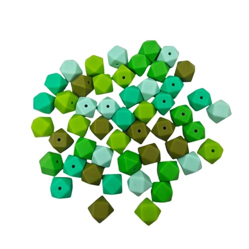 Alenybeby 30PCS Green series Mixed Hexagon Silicone Beads 14mm Rubber Loose Spacer Beads Bulk for Women Craft DIY Keychain Bracelet Necklace Jewelry Charms Making von Alenybeby