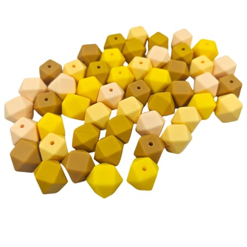 Alenybeby 30PCS Yellow series Mixed Hexagon Silicone Beads 14mm Rubber Loose Spacer Beads Bulk for Women Craft DIY Keychain Bracelet Necklace Jewelry Charms Making von Alenybeby