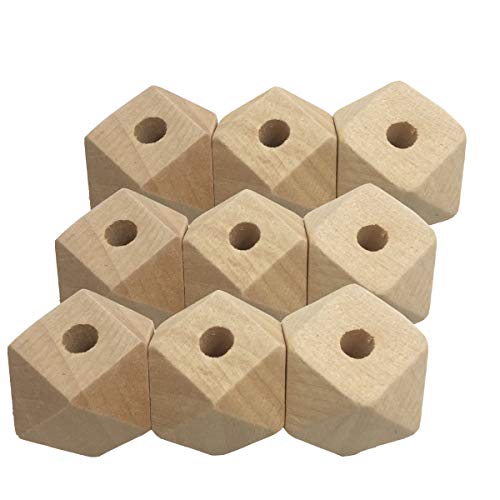 Alenybeby 50pcs Facettierte Holz Geometrische Sechseck Perlen 20mm Unfinished Polygon Sechseck Holz Perlen für DIY Home Dekoration Handwerk von Alenybeby