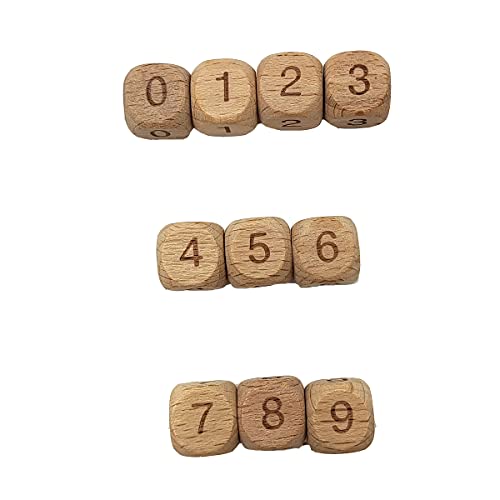 Alenybeby 50stk Wählen Quadratische Holz Ziffer Zahl Perlen 12mm natürliche Buche Holz Ziffer Figur Perlen für Schmuck Herstellung DIY Perlen Halskette von Alenybeby