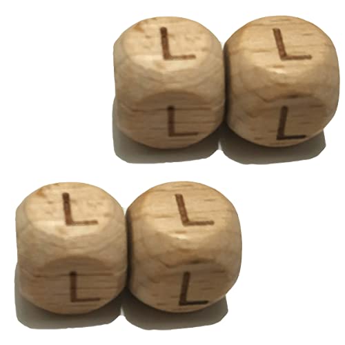 Alenybeby Quadratische Holzperlen mit Buchstaben L, 12 mm, Buchenholz, Alphabet-Perlen, Zubehör mit 3,5 mm Loch für Schlüsselanhänger, Namen, DIY, Perlen, Schmuck, 50 Stück von Alenybeby