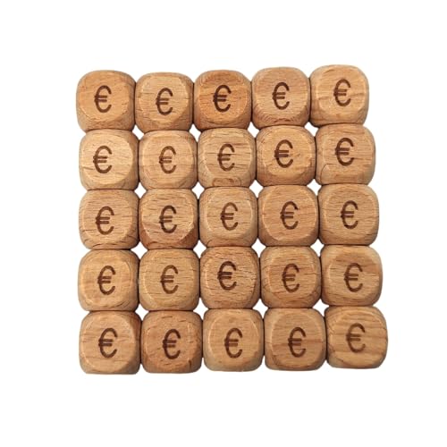 Holz-Symbole, Buchstabenperlen, 12 mm, Holzperlen, Alphabet-Figur, Polyeder, lose Abstandshalter, Perlen für Schmuck, Schlüsselanhänger, Basteln (Euro) von Alenybeby