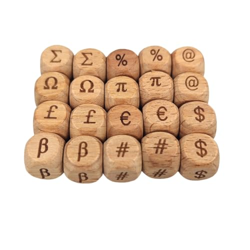 Holz-Symbole, Buchstabenperlen, 12 mm, Holzperlen, Alphabet-Figur, lose Abstandshalter, Perlen für Schmuck, Schlüsselanhänger, Basteln (gemischte Zeichen) von Alenybeby