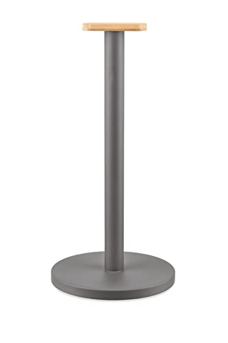 Alessi Mattina BG05 DG - Design-Küchenrollenhalter aus Farbigem Stahl mit Epoxidharz und Knopf aus Bambusholz, Dunkelgrau, Dark Grey von Alessi