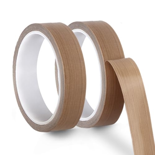 Alethron Selbstklebend Teflonband, 2 Stück 15mmx10mx0.18mm(T) Hitzebeständiges Klebeband, Teflon Klebeband PTFE Glasgewebeband Glasklebeband Hochtemperaturband für Vakuumiergerät Hitzebeständig bis 26 von Alethron