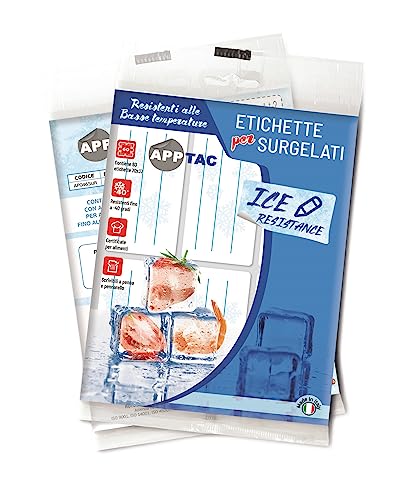 Packung mit 10 Bögen mit 6 Aufklebern für Tiefkühlkost Ice Resistance pro Blatt, Format 70 x 37 mm mit abgerundeten Ecken, insgesamt 60 Stück von Alevar