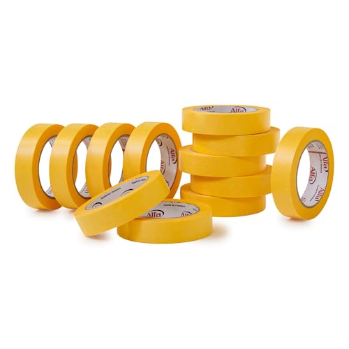 Alfa 12x FineLine GOLD Washi Tape 25 mm x 50 m Profi-Qualität dünnes imprägniertes japanisches Reispapierband PREMIUM-Klebeband von Alfa