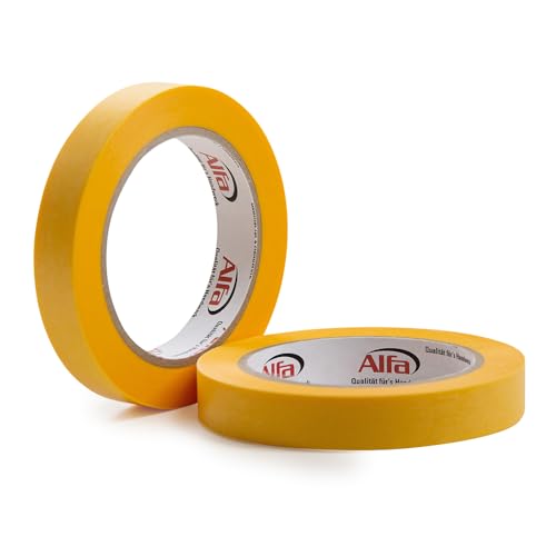 Alfa 2x FineLine GOLD Washi Tape 18 mm x 50 m Profi-Qualität dünnes imprägniertes japanisches Reispapierband PREMIUM-Klebeband von Alfa