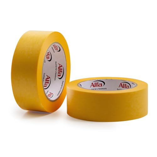 Alfa 2x FineLine GOLD Washi Tape 38 mm x 50 m Profi-Qualität dünnes imprägniertes japanisches Reispapierband PREMIUM-Klebeband von Alfa