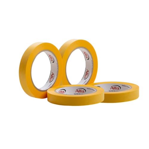 Alfa 4x FineLine GOLD Washi Tape 18 mm x 50 m Profi-Qualität dünnes imprägniertes japanisches Reispapierband PREMIUM-Klebeband von Alfa