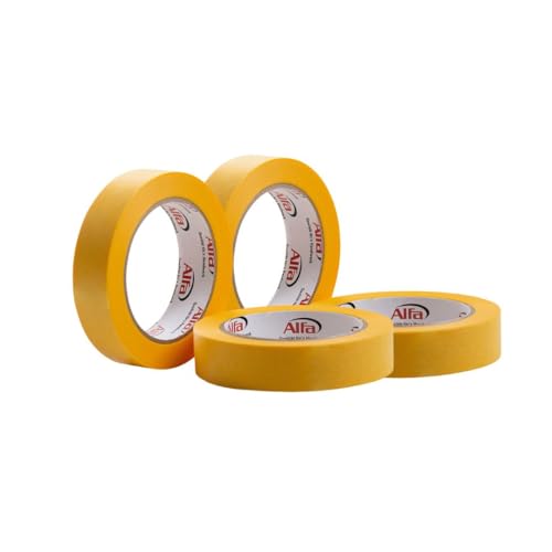 Alfa 4x FineLine GOLD Washi Tape 25 mm x 50 m Profi-Qualität dünnes imprägniertes japanisches Reispapierband PREMIUM-Klebeband von Alfa