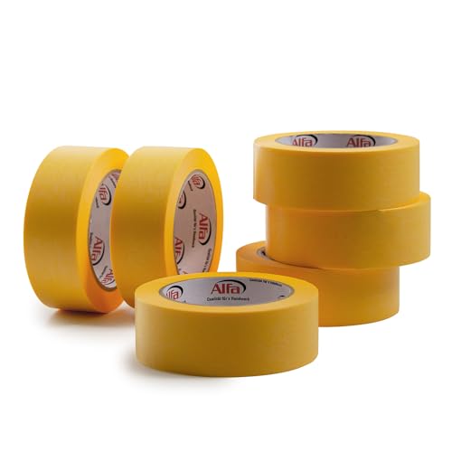 Alfa 6x FineLine GOLD Washi Tape 38 mm x 50 m Profi-Qualität dünnes imprägniertes japanisches Reispapierband PREMIUM-Klebeband von Alfa