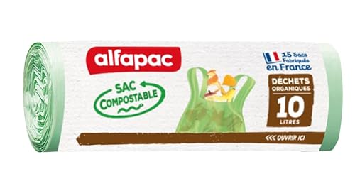 Alfaac – 15 Beutel mit Griffen – kompostierbare Beutel, 10 l von Alfapac