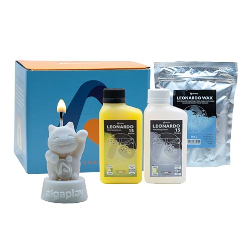 Algaplay Leonardo Candle Kit Kerzen-Set mit Wachs und Silikon zum Erstellen von Formen und personalisierten Kerzen aus kleinen Gegenständen von Algaplay