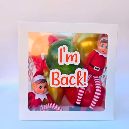 Weihnachten Elf Ankunft Ballon Box Kit mit Karten und Luftballons, Elf Ankunft Box, Naughty Elf Is Back - Ali's Creationz von Ali's Creationz