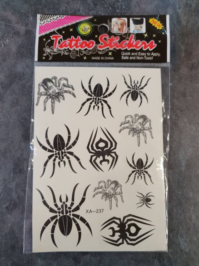 1x Bogen Schwarz Gruselige Spinnen Tarantula Jungen Mädchen Temporäre Tattoos Für Partys Geschenk Taschen von AliBabasBazaar