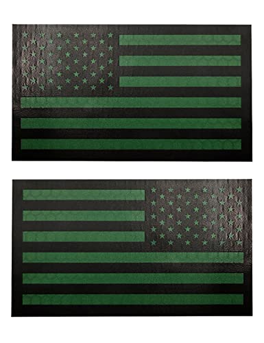 2 Stück AliPlus Amerika Flagge Patches IR Infrarot Reflektierende Patches Laser Cut Patch Regular and Reverse Hook and Loop 8,9 x 5,1 cm (Grün), America Green 02 von AliPlus