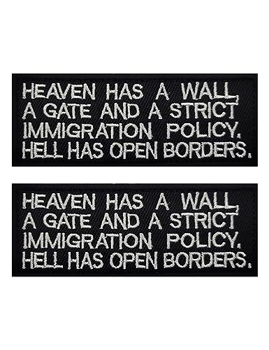 2 Stück AliPlus Heaven Has a Wall Hell Has Open Borders Patch Embroidered Patches Tactical Moral Patch Hook and Loop von AliPlus