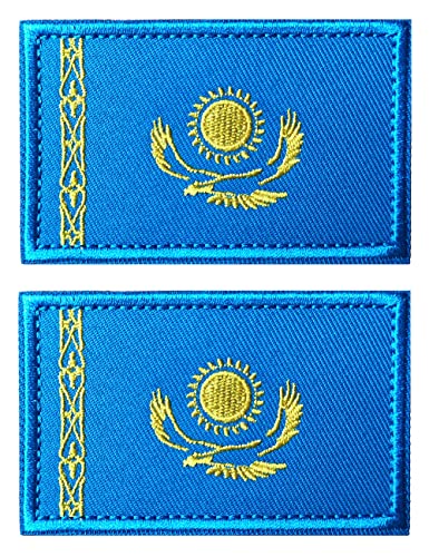 2 Stück AliPlus Kasachstan Flagge Patches bestickt taktisch Militär Moral Patch Applikation Verschluss Haken und Schlaufe von AliPlus