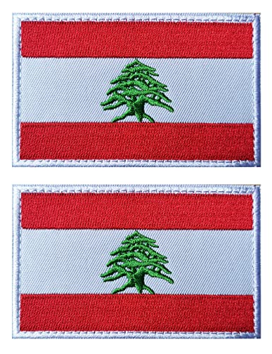 2 Stück AliPlus Libanon-Flagge Patch Stickerei Tactical Military Patch Haken und Schlaufe für Rucksäcke, Mützen, Jacken von AliPlus