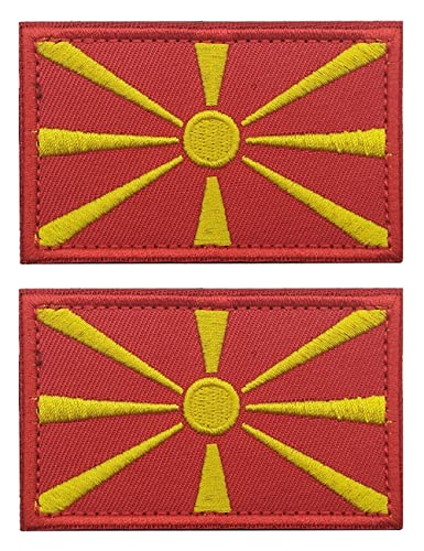 2 Stück AliPlus Nordmazedonien Flagge Patches bestickt taktisch Militär Patch Moral Patch Applique Fastener Hook and Loop von AliPlus