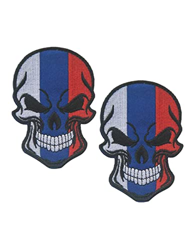 2 Stück AliPlus Russland Flagge Patches Totenkopf bestickt Taktische Militär Moral Patch Hook and Loop von AliPlus