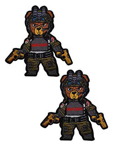 2 Stück AliPlus Tactical Bear Patch bestickt Moral Patch Applikation Verschluss Klettverschluss von AliPlus