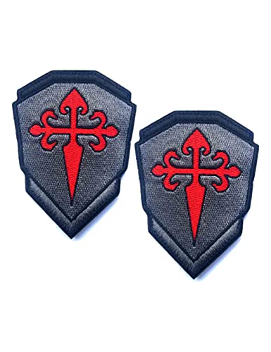 2 Stück Knights Santiago Cross Patches Knight Team Patches The Crusaders Patches Christian Patches Bestickter Moral Patch (Grau) von AliPlus