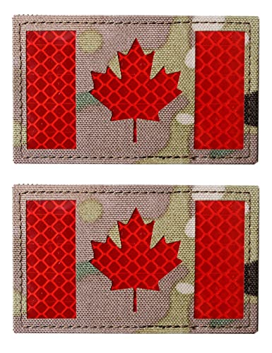 2 x AliPlus Kanada-Flaggen-Patches IR-Infrarot-reflektierende Patches Laserschnitt Patch Tactical Moral Patch Hook and Loop (Red CP) von AliPlus