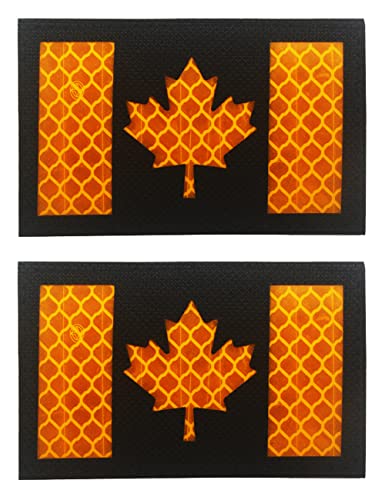 2 x AliPlus Kanada-Flaggen-Patches IR-Infrarot-reflektierende Patches Laserschnitt Patch Taktischer Moral Patch Haken und Schlaufe (Gelb Schwarz) von AliPlus