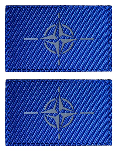 2 x AliPlus NATO Flaggen-Patches IR-Infrarot-reflektierende Patches Laser Cut Patch Tactical Moral Patch Hook and Loop von AliPlus