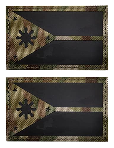 AliPlus Philippinen-Flagge, IR-Infrarot-reflektierende Flicken, lasergeschnitten, taktischer Moral-Patch, Haken und Schlaufe, 2 Stück von AliPlus