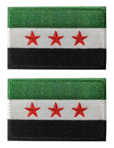 Aufnäher mit syrischer Flagge, bestickt, taktisch, Militär, Moral, Applikation, Klettverschluss, syrische Flagge, 2 Stück von AliPlus