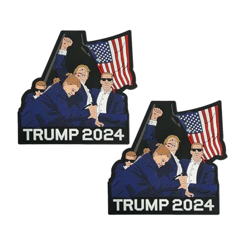 Trump 2024 Patch Trump Fight Patch PVC Rubber Patch Moral Patch Applikation Verschluss Klettverschluss 2 Stück von AliPlus