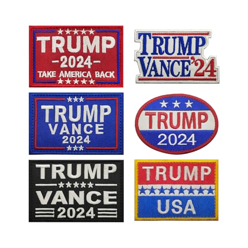 Trump Patch Trump Vance 2024 Patch Take America Back Patch bestickt Patch Moral Patch Applikation Verschluss Klettverschluss 6 Stück von AliPlus