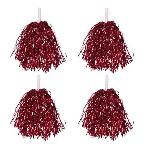 Aliaga 24 StüCk Cheerleading Pom Poms Metallfolie Cheer Pom Poms mit Kunststoffgriff für Erwachsene Kinder Cheerleader Rot von Aliaga