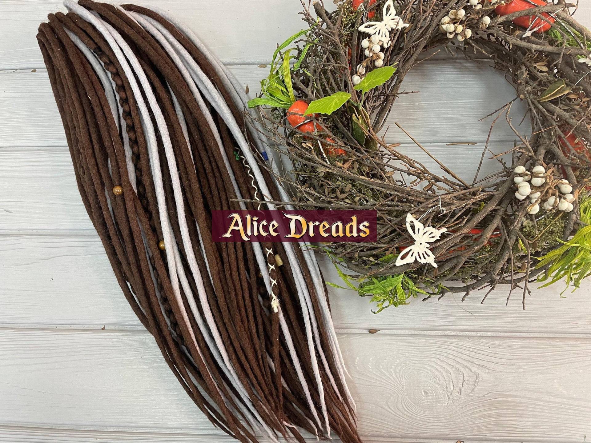 Alice Dreads Set Wolle Dreadlocks - Braun Silber Grau Platin Doppelseitige Für Hochzeit Prinzessin von AliceDreads