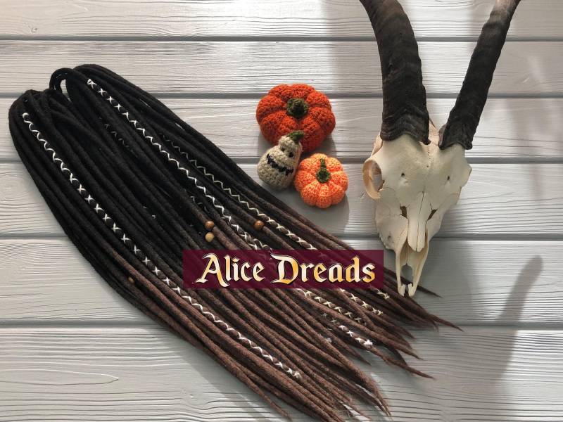 Set Aus Wolle Doppelendige Dreads De Dreadlocks Natur Look Schwarz Braun Coffee Ombre Locks von AliceDreads