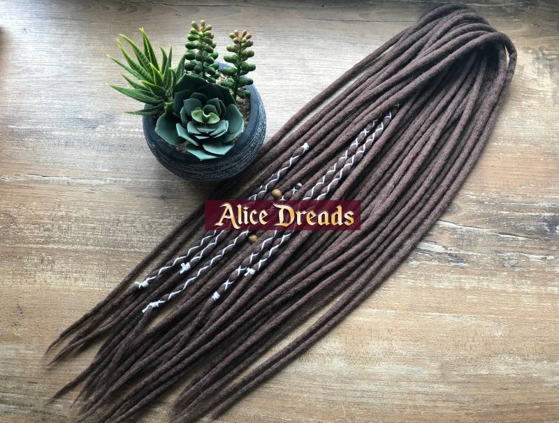 Set Wollweiße Doppelendige Dreads Hellbraun Schokolade Cappuccino. Wollfilz Dreadlocks Haarverlängerung von AliceDreads