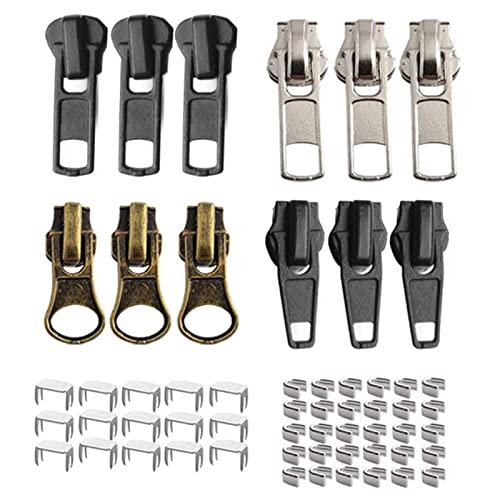 Alicer Reißverschluss Reparatur Set, Universal Reissverschluss Reparatur Set, Ersatz Reißverschluss Zipper für Kleidung, Jacken, Geldbörsen, Gepäck, Rucksäcke Taschen, Mantel(black, Bronze, Silver) von Alicer