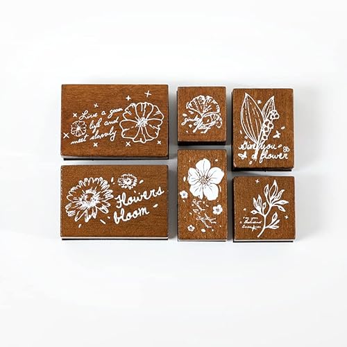 Alideco Vintage Floral Stationery Wooden Stamp DIY Decorative Prints Stamps Set for Journaling Crafts Card Making Painting Teaching (Mimihuayuan) von Alideco